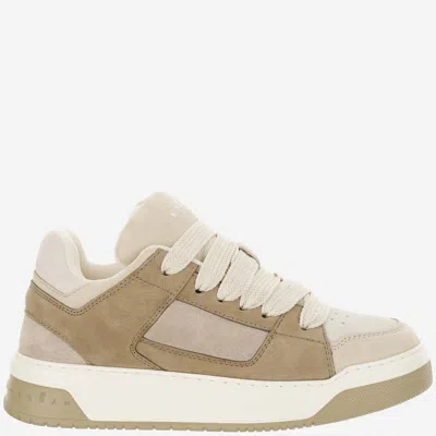 Hogan Leather Mid-top Sneakers With Maxi Laces In Brown