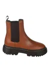 Hogan Chunky Sole Leather Ankle Boots In Brown