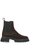 Hogan Chunky Sole Ankle Boots With Elastic Panels In Brown