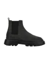 Hogan Man Ankle Boots Grey Size 8.5 Leather In Black