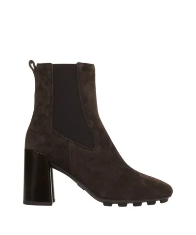 Hogan T. 85 Mm Cam Brown Ankle Boot In Blue