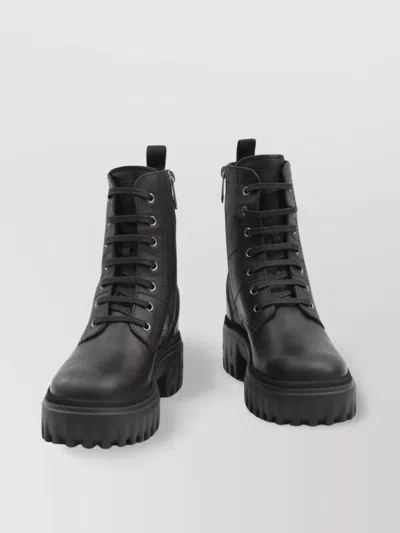 HOGAN CHUNKY LEATHER BIKER BOOTS