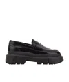 Hogan Chunky Leather Loafers In Black