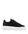 Hogan Chunky Sole Black Sneakers In Animal Print