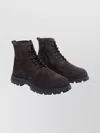 Hogan Chunky Sole Lace-up Suede Ankle Boots In Burgundy