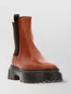 Hogan Chunky Sole Leather Ankle Boots