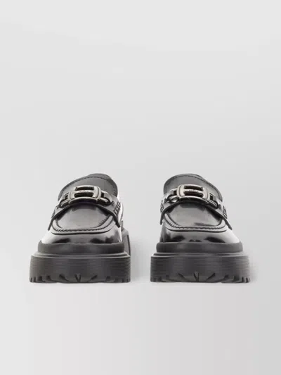 Hogan Chunky Sole Loafers Metal Buckle