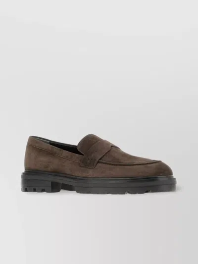 Hogan Chunky Sole Loafers Round Toe In Brown