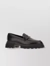 Hogan Chunky Sole Loafers With Smooth Leather Construction In Black
