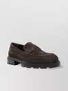 Hogan Chunky Sole Round Toe Suede Finish Loafers In Black