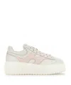 Hogan Two-tone Nappa Leather H-stripes Sneakers In White