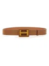 Hogan Hammered Leather Belt With Maxi Buckle