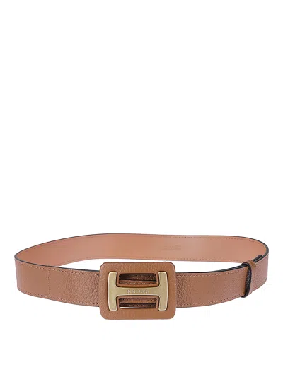 Hogan Leather Sneakers In Light Brown