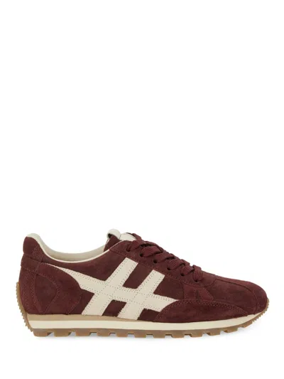 Hogan Mother Stretch Denim The Rambler Zip Heel Jeans In Burgundy