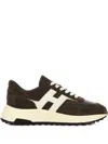 Hogan Coffee Brown Leather Sneakers With Memory Foam Insole In Multi