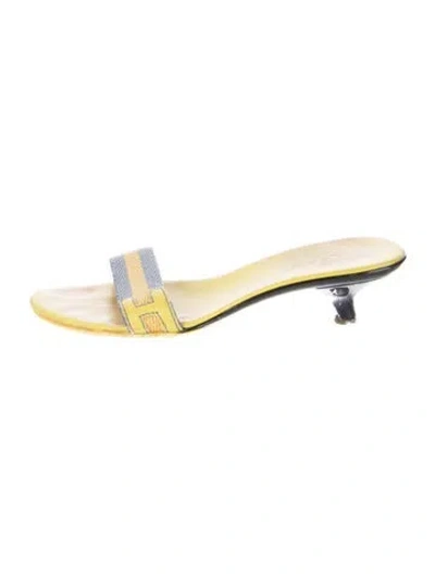 Pre-owned Hogan Colorblock Pattern Slides In Yellow