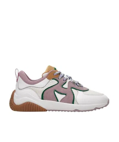 Hogan Colour-block Lace-up Trainers In Pink,white