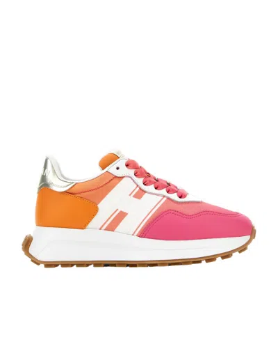 Hogan Colour-block Low-top Sneakers In White