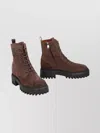 Hogan Combat Boots With Round Toeline And Chunky Sole In Brown