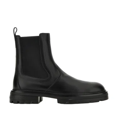 Hogan Contemporary Black Calfskin Ankle Boots