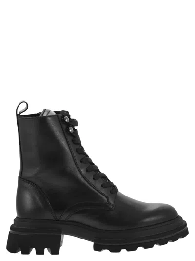 Hogan Contemporary Leather Boots With Extralight Sole In Black