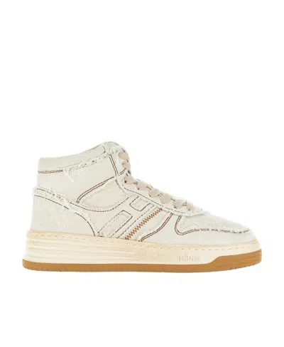 HOGAN CONTRAST-STITCH HIGH-TOP SNEAKERS