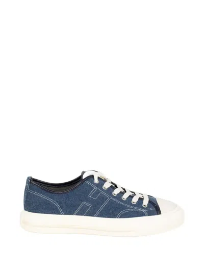 Hogan Contrast-trim Low-top Sneakers In Blue