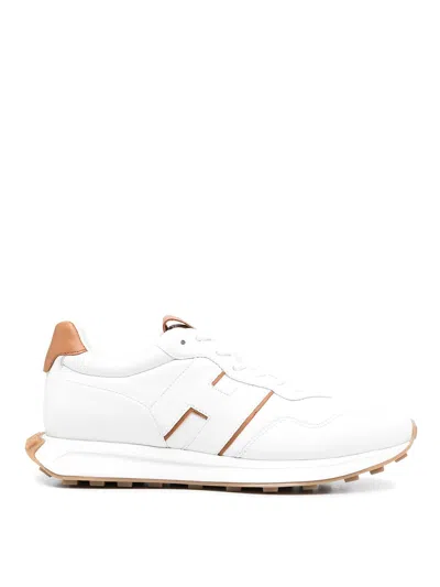 Hogan Contrast-detailing Leather Sneakers In White