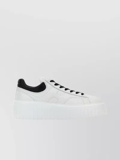 HOGAN CONTRASTING HEEL NAPPA LEATHER SNEAKERS