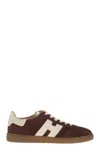 Hogan Burgundy Suede Low-top Sneakers With Contrasting Logo In Red