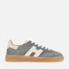 Hogan Mens Pale Blue Cool Logo-patch Suede Low-top Trainers Eur 44 / 10 Uk In Grey