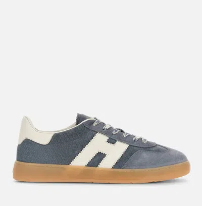 Hogan Navy Suede Leather H Sneakers In Black
