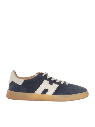 Hogan Cool Sneakers In Smooth And Suede Calfskin With H Logo In Blue