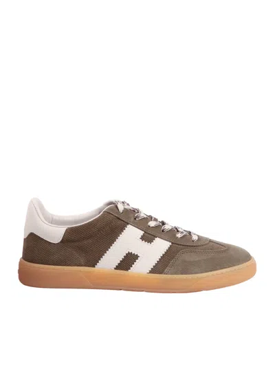 Hogan Low-top Suede Sneakers With Leather Accents And Contrast Details In Brown