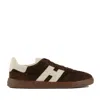 Hogan Rubber Sole Suede Finish Sneakers In Brown