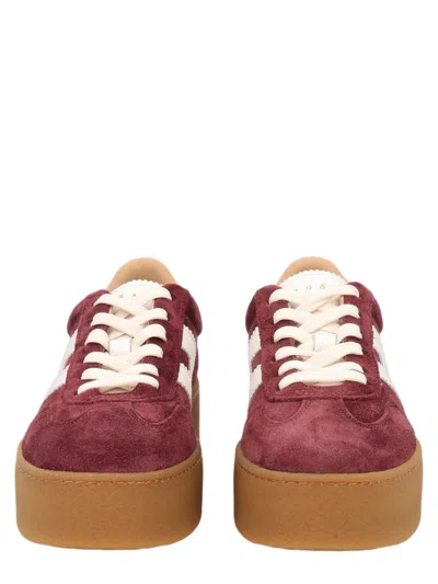 Hogan Cool Burgundy Suede Calfskin Sneakers In Brown