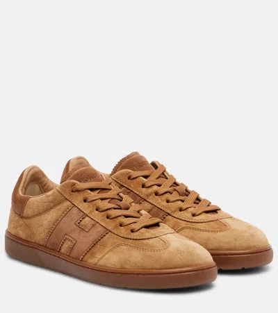 HOGAN COOL CROC-EFFECT SUEDE SNEAKERS