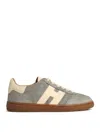 Hogan Suede Sneakers With Rubber Sole And Stitching In Gray