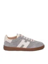 Hogan Suede Sneakers With Rubber Sole And Stitching In Gray