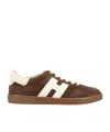 Hogan Low-top Suede Sneakers With Contrasting Stripe In Brown