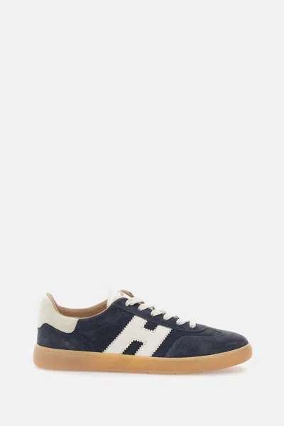 Hogan Navy Suede Leather H Sneakers In Black