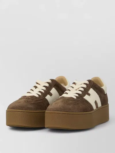 Hogan Cool Lace Up Sneakers Suede Leather In Brown
