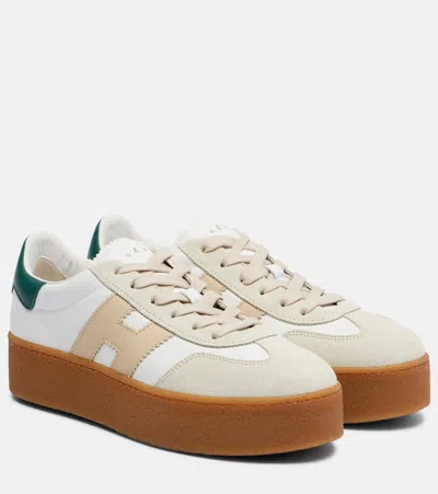 Hogan Cool Leather Platform Sneakers In Neutral