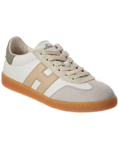 Hogan Solid Color Suede Sneakers In White