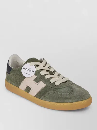 Hogan Cool Leather Sneakers H Logo Lace Up In Green
