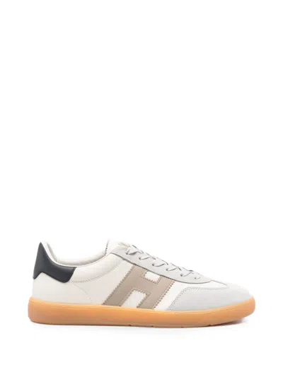 Hogan Low-top Sneakers With Smooth Leather And Nappa Details In Neutral