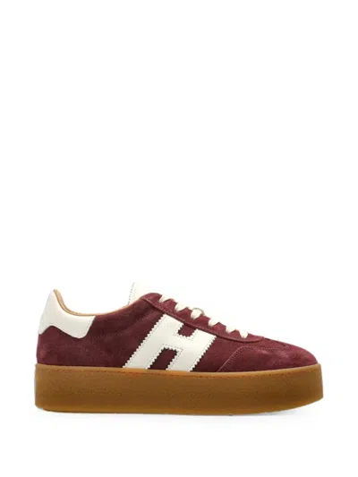 Hogan Cool Logo-patch Platform Sneakers In Red