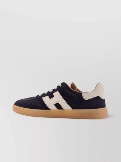 Hogan Cool Low-top Suede Sneakers With Contrast Heel Tab In Blue