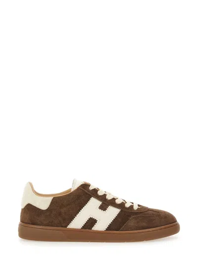 Hogan Cool Low-top Calfskin-mutton Leather Sneakers In Brown