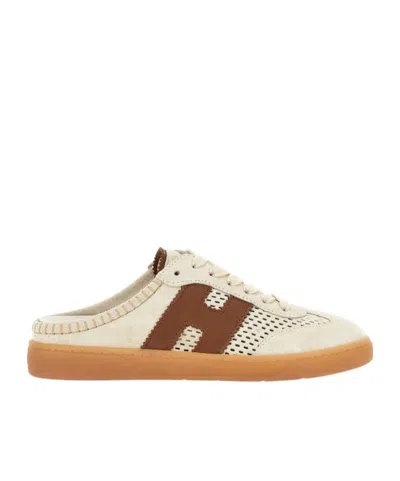 Hogan Cool Openwork Flat Mules In Neutral